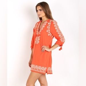 Spell & The Gypsy Santorini Embroidered Tunic Dress Burnt Orange, Size Small